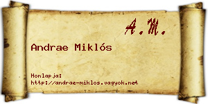 Andrae Miklós névjegykártya