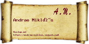 Andrae Miklós névjegykártya